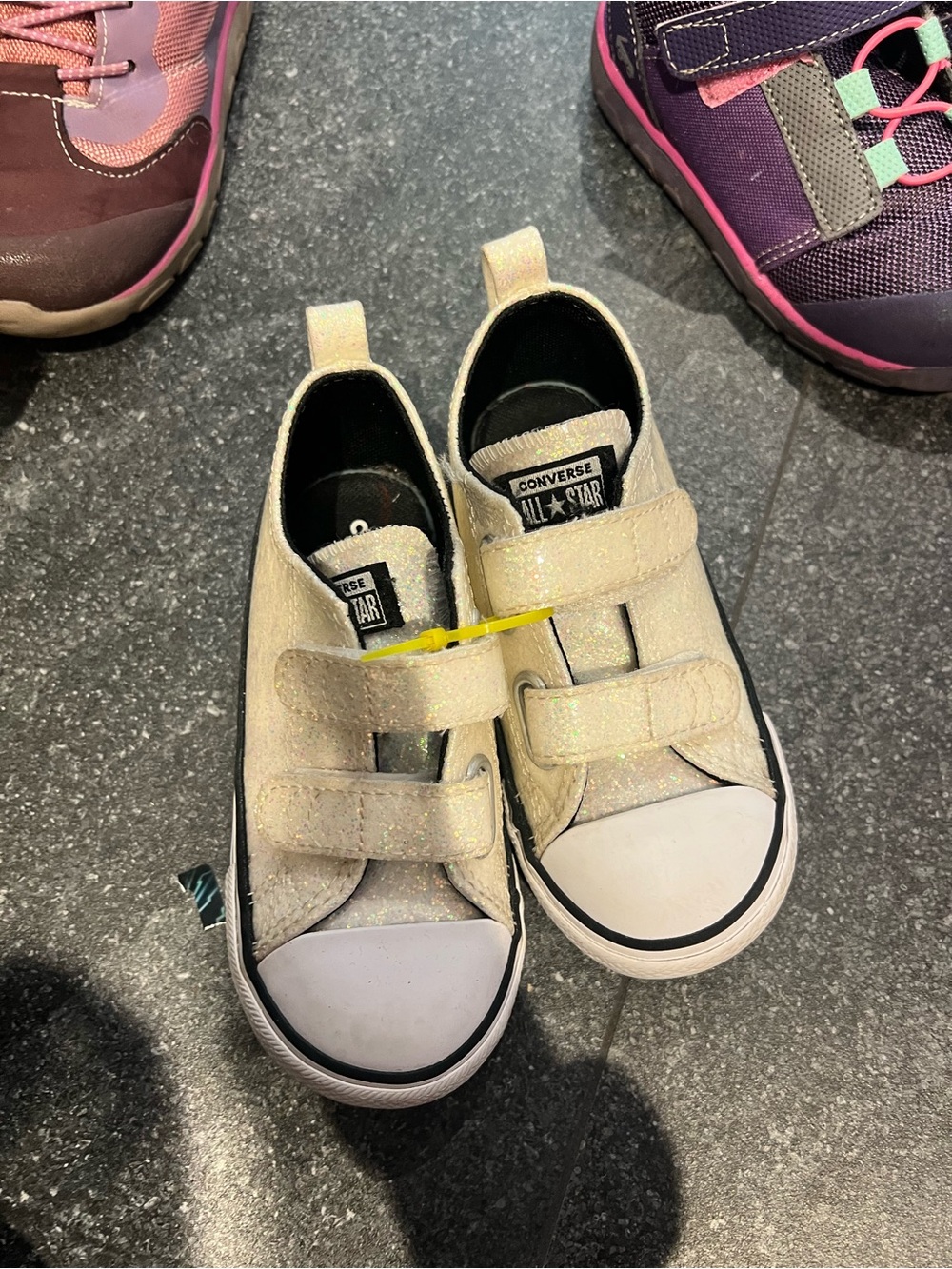 Converse Kids' All Star Glitter Strap Sneakers - Cream